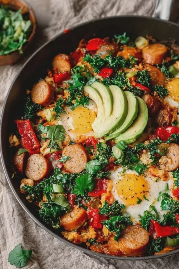 PROTEIN-RICH CHICKEN SAUSAGE BREAKFAST SKILLET