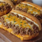 Cheesy Ground Beef Sub Melts