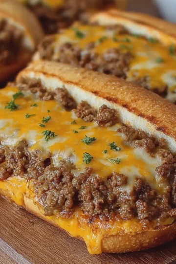 Cheesy Ground Beef Sub Melts