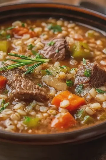 Homemade Slow Cooker Beef and Barley Soup