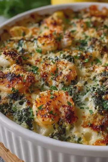 Ruths Style Seafood Spinach Rockefeller Bake