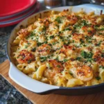 Creamy Garlic Shrimp Pasta Bake