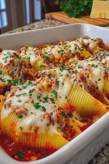 Cheesy Beef Stuffed Pasta Shells