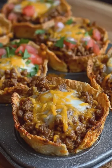Ultimate Cheesy Beef Taco Cups