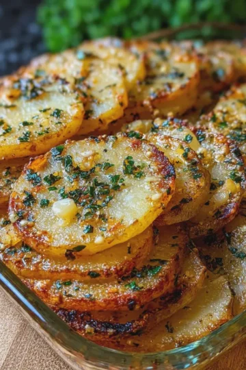 Crispy Baked Potato Slices with Garlic and Herbs