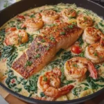 Italian Creamy Salmon and Shrimp Skillet