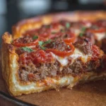 Chicago Style Deep Dish Beef and Italian Sausage Pizza