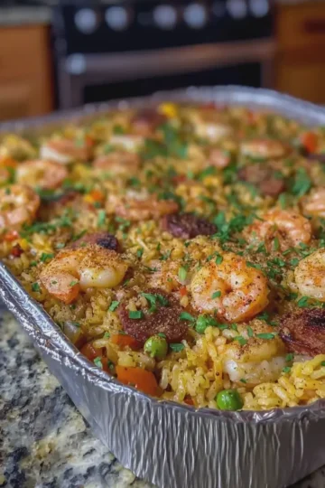 Seafood Dirty Rice Dump Casserole