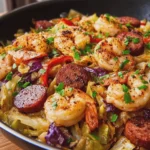 Fried Cabbage with Shrimp and Sausage