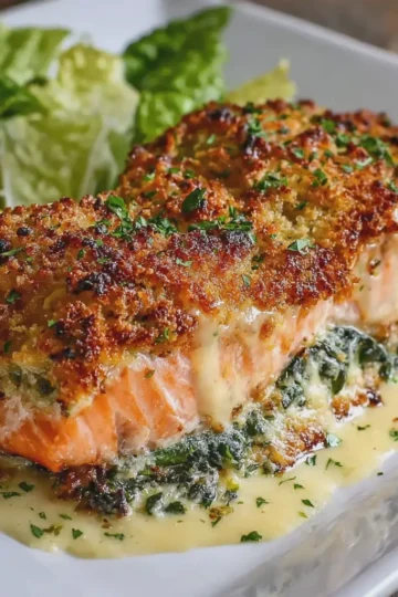 Crispy Parmesan and Lettuce Stuffed Salmon