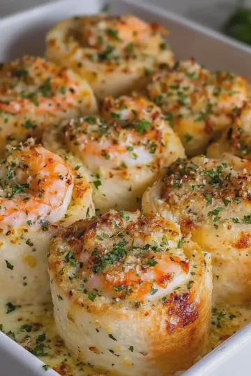 Creamy Parmesan Garlic Shrimp Rolls