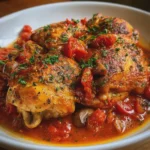Poulet Marengo, sauce tomate savoureuse