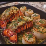 Garlic Butter Lobster Tails and Seared Scallops