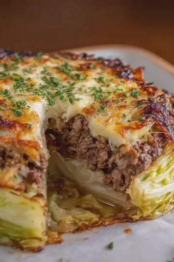 Oven Baked Cabbage and Ground Beef Roast