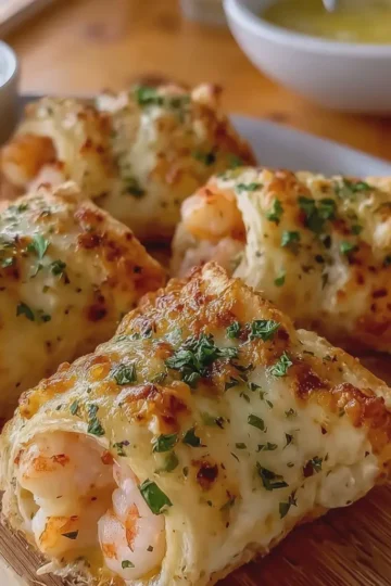 Creamy Garlic Parmesan Shrimp Roll Ups