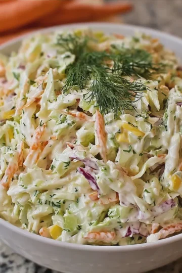 Crunchy and Creamy Dill Pickle Coleslaw