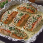 Garlic Herb Cream Seafood Packs with Salmon Steaks