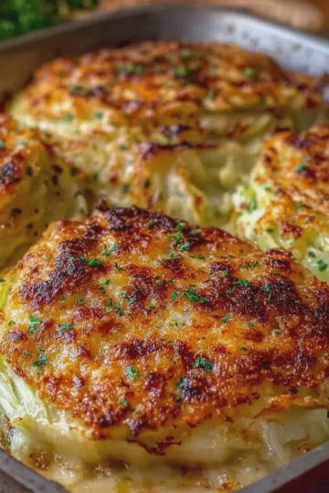 Cheesy Baked Cabbage Steaks