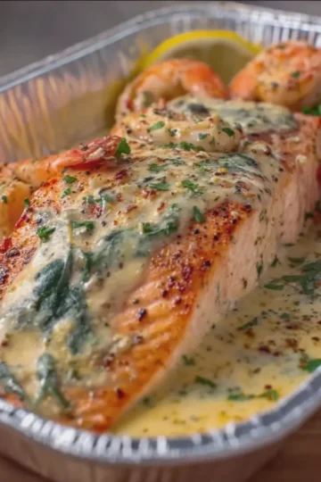 Creamy Garlic Butter Salmon and Shrimp