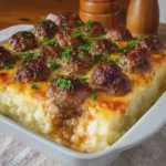 Irresistible Meatball and Mashed Potato Casserole