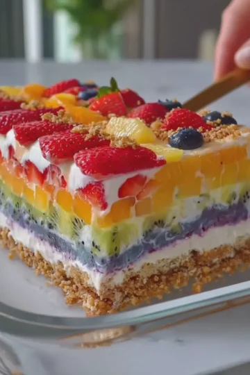 Rainbow Fruit Cheesecake Lasagna
