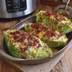 Baked Cabbage Boats with Cheese and Turkey Bacon